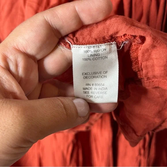 Rahi Cali Burnt Orange Floral Embroidered Wrap Maxi Dress, Medium - Picture 6 of 11